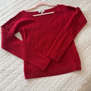 J. Crew V-Neck Sweater in Vibrant Red